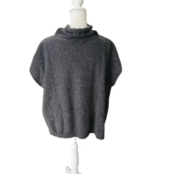 Anthropologie Cowl Neck Wool Blend Poncho Sweater Gray XS Minimalist
